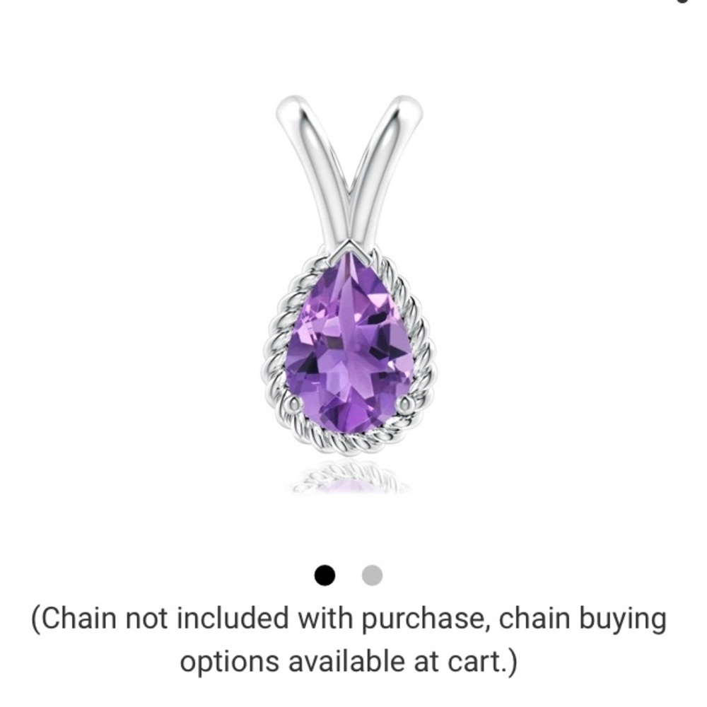 Pear Amethyst Twisted Rope V-Bale Pendant